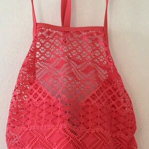 Island Escape Coral Lace Halter Top Sz 6